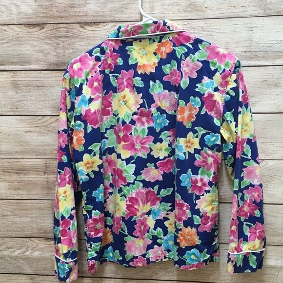 LAUREN RALPH LAUREN TWO PIECE PAJAMA SET IN BLUE FLORAL PRINT - Picture 11 of 12